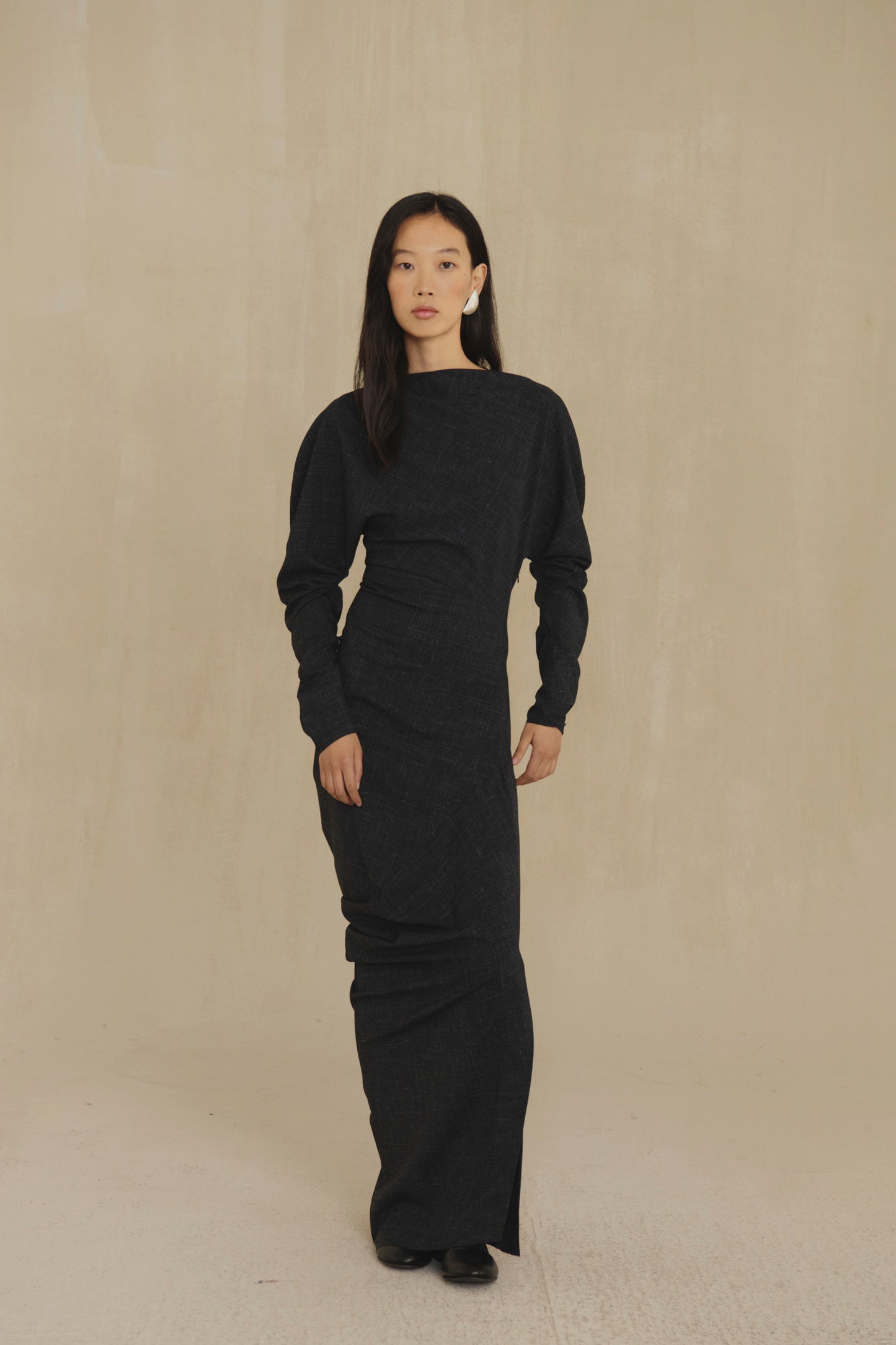 Timeless, black virgin wool and silk dress