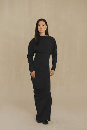Timeless, black virgin wool and silk dress
