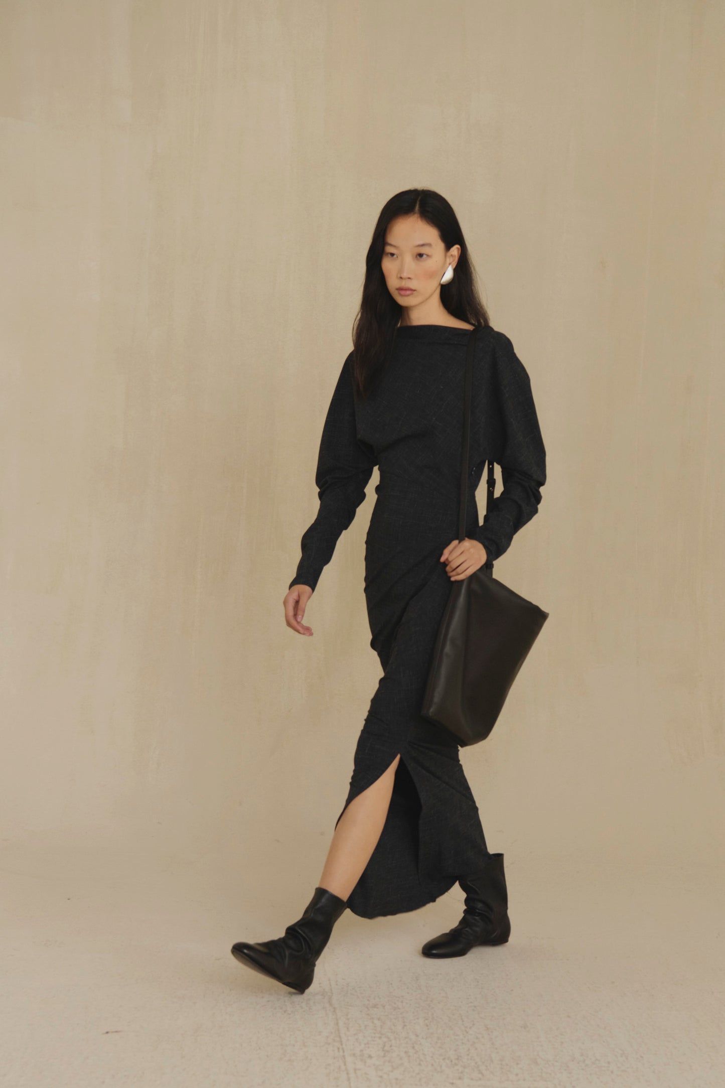 Timeless, black virgin wool and silk dress
