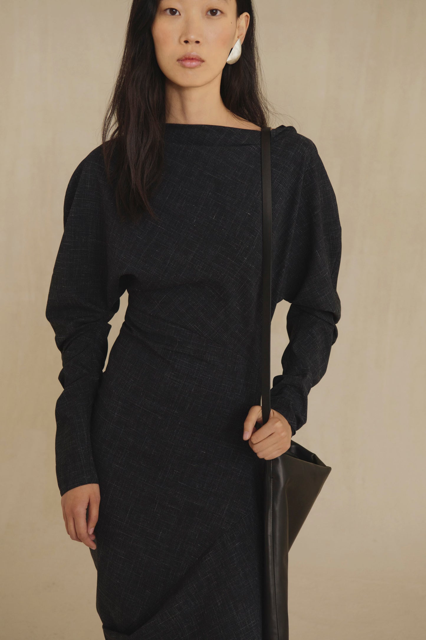 Timeless, black virgin wool and silk dress
