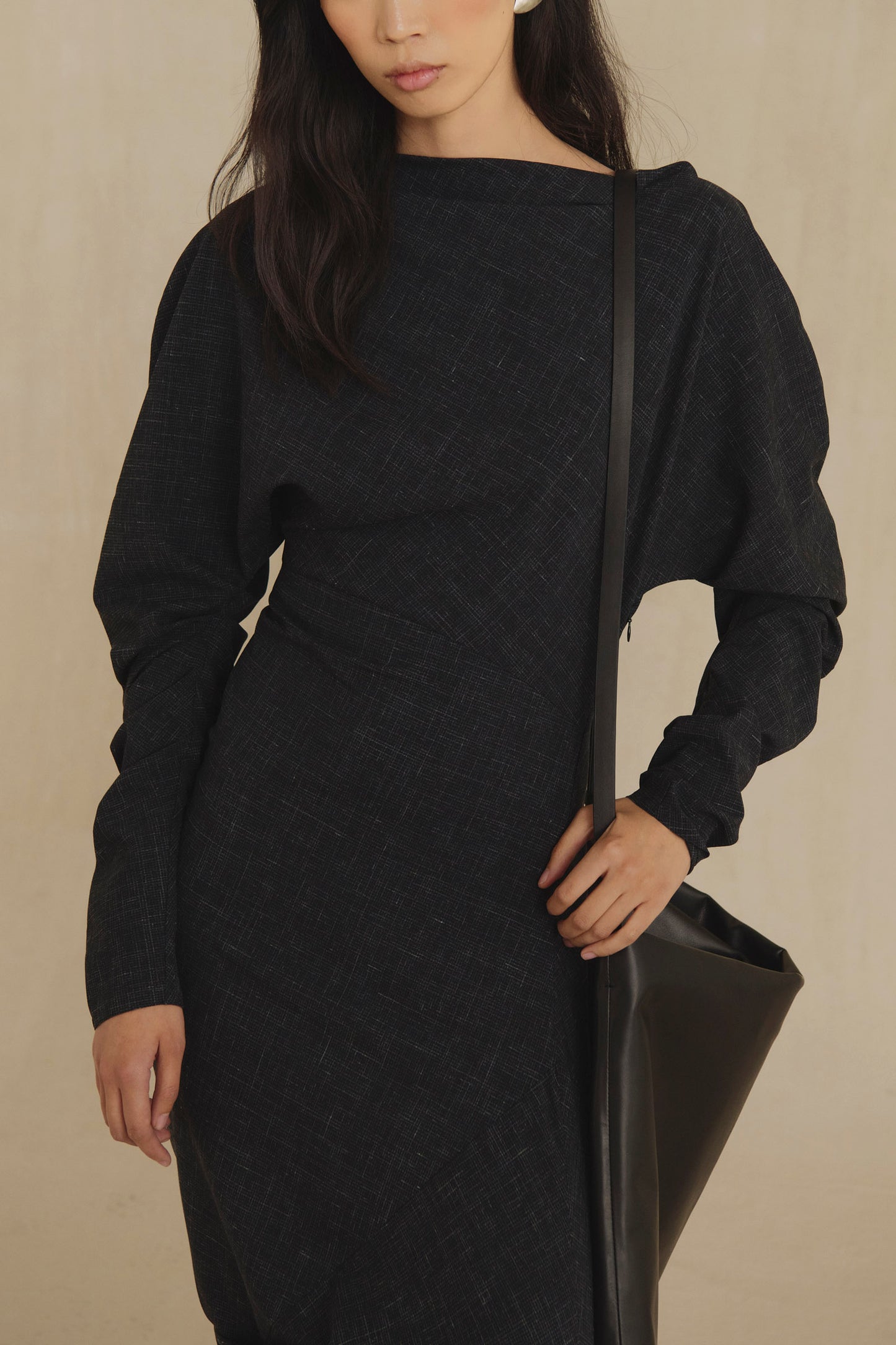 Timeless, black virgin wool and silk dress