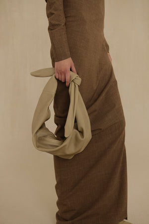 Jin L, olive green leather belt bag