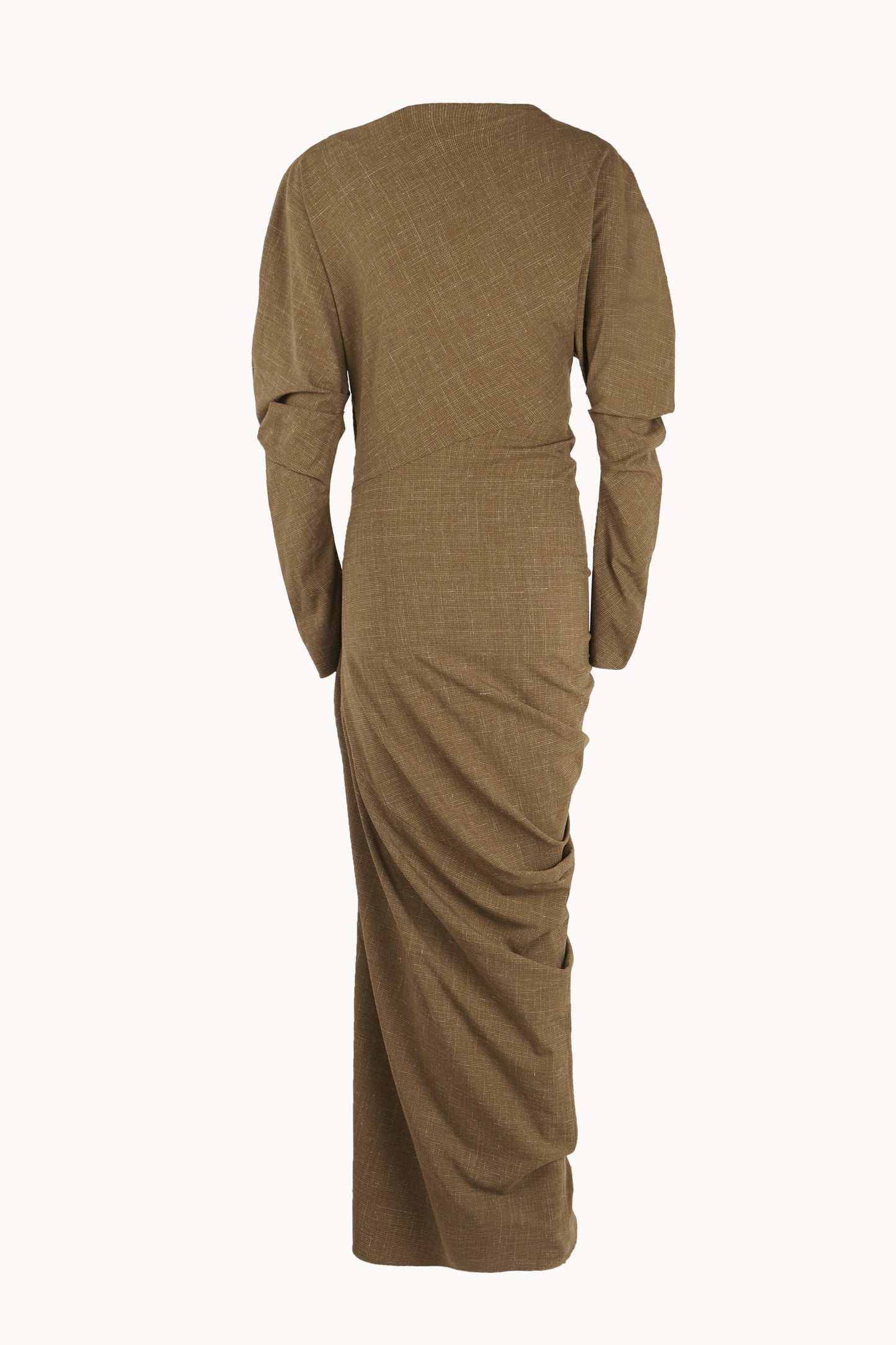 Timeless, vestido de lana virgen y seda marron claro