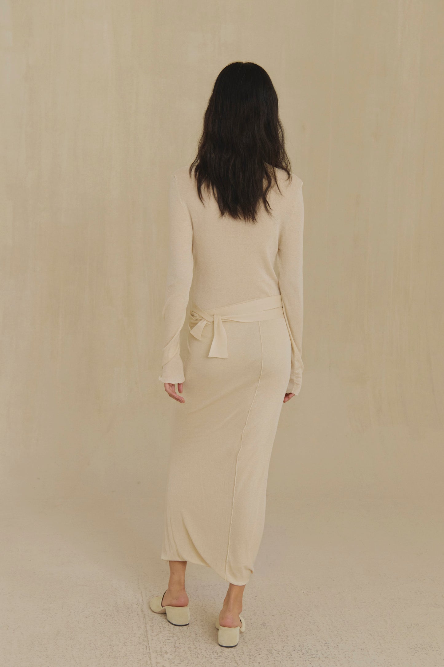 Tiva, vestido transformable de punto marfil