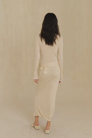 Tiva, vestido transformable de punto marfil