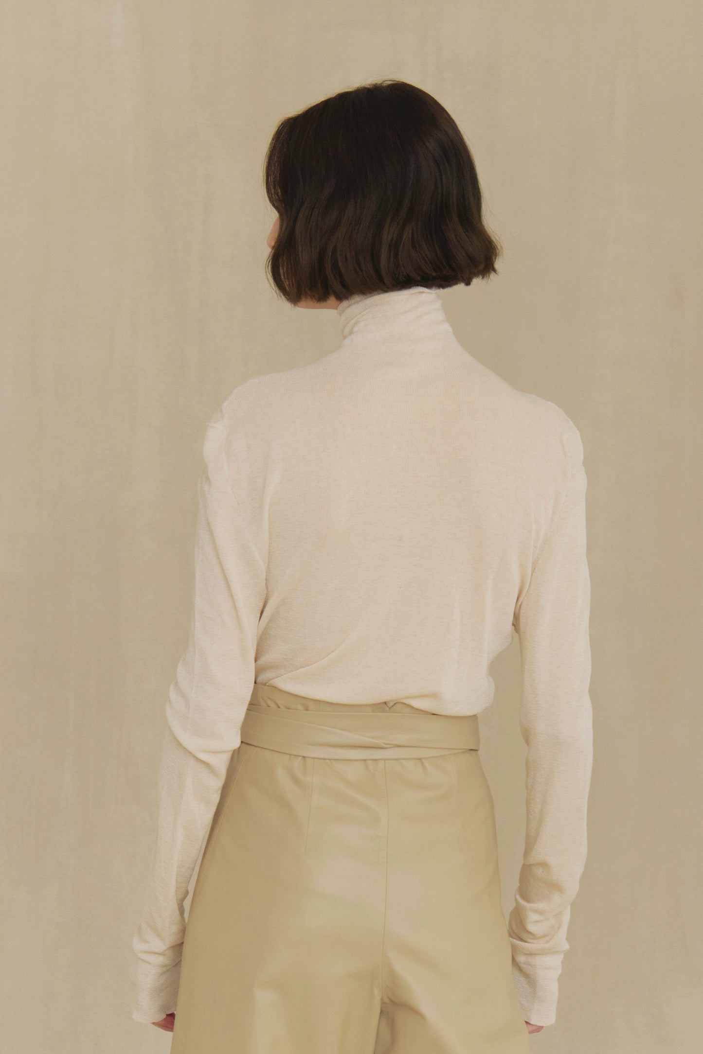 Lira leather, beige leather trousers