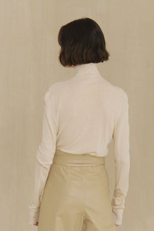 Lira leather, beige leather trousers