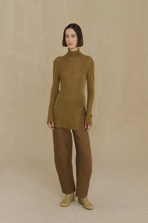 Undo, pantalon de algodon y lana marron