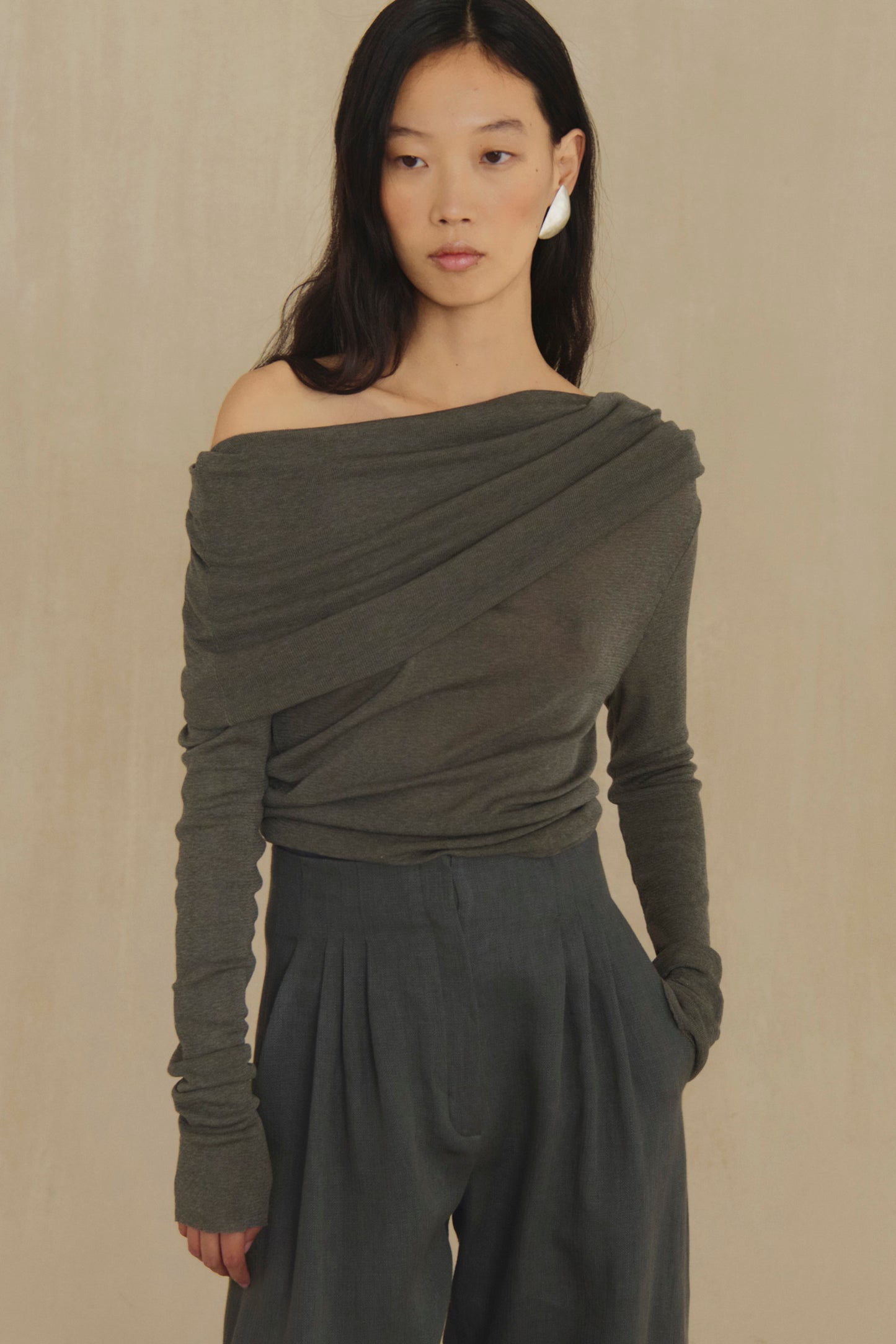 Kyo, ocean green linen and wool trousers