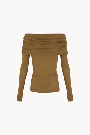 Tiva, khaki draped knit top
