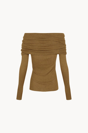 Tiva, khaki draped knit top