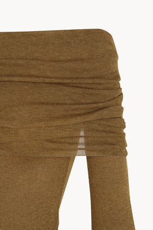 Tiva, khaki draped knit top