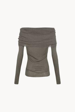 Tiva, metallic green draped knit top