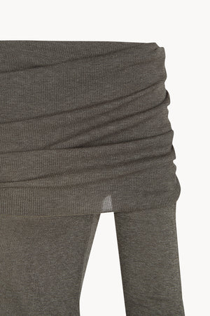 Tiva, metallic green draped knit top