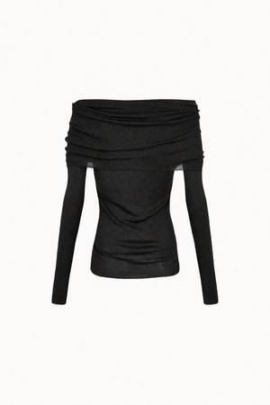 Tiva, metallic green draped knit top