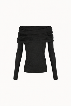 Tiva, metallic green draped knit top