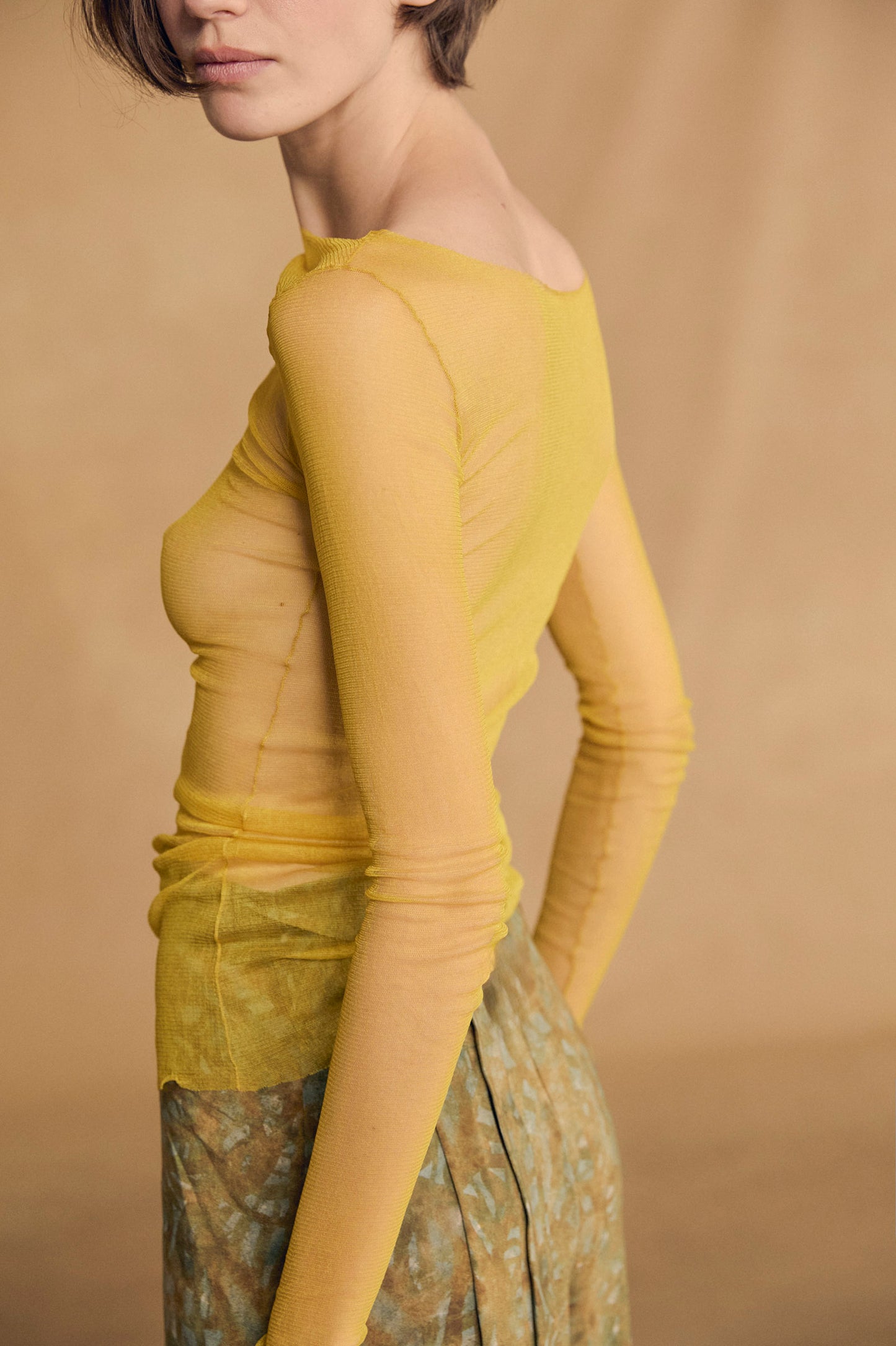 t de tul, silk tulle top jaune 02
