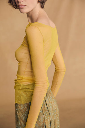 t de tul, silk tulle top jaune 02