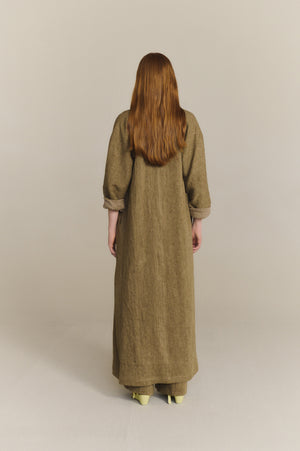 Tourmaline, abrigo de lino jacquard kaki tostado