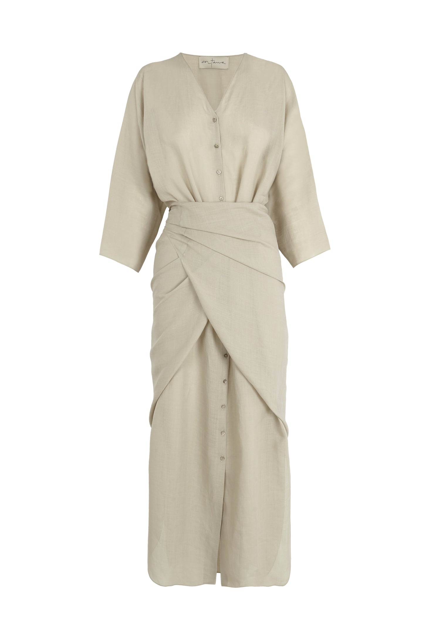 Tramonto, sage green ramie midi dress