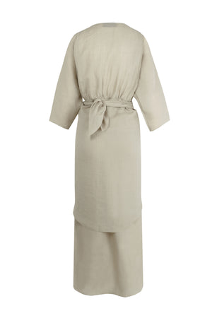 Tramonto, sage green ramie midi dress