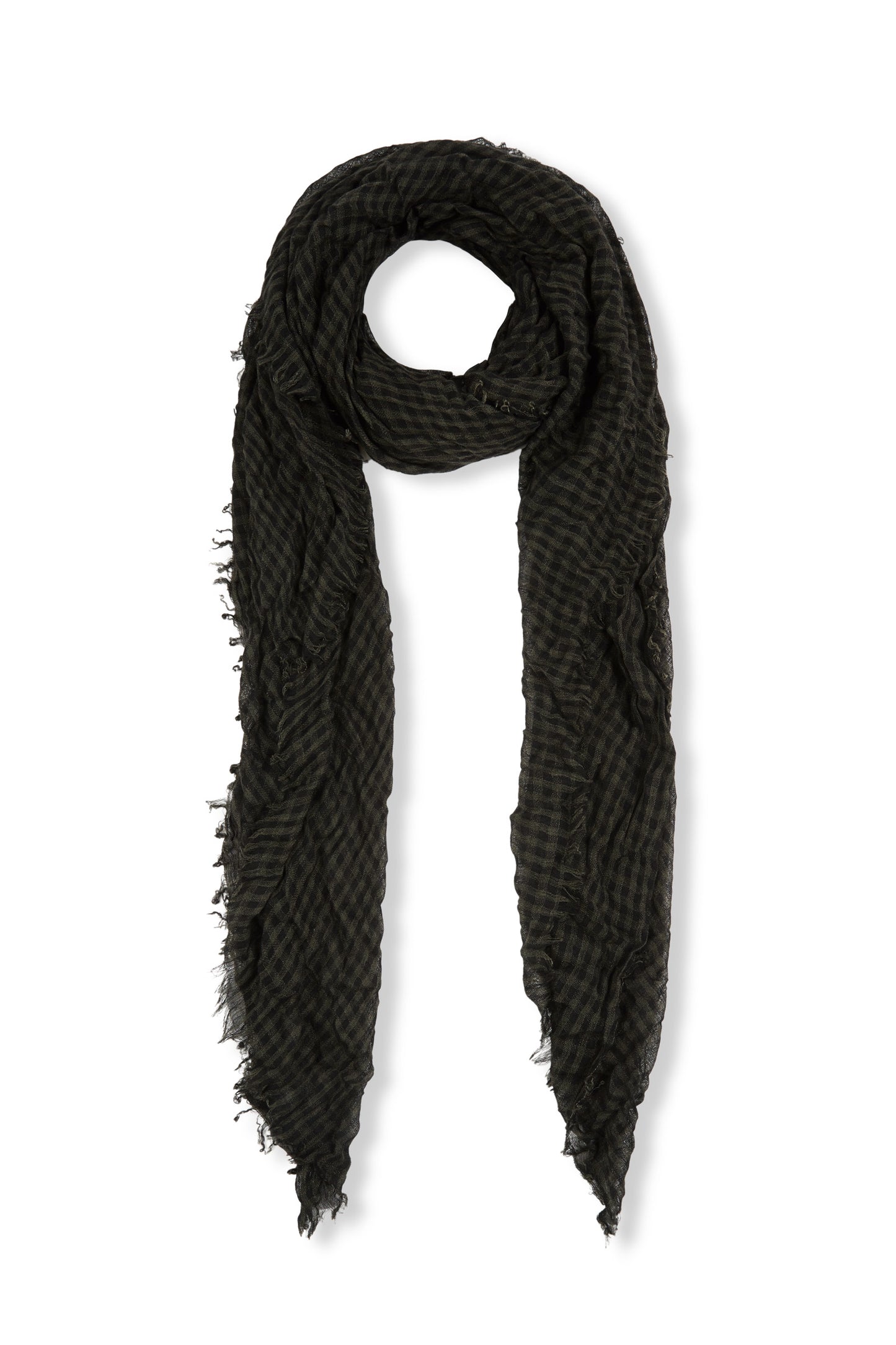 Trevor, dark green checked vichy scarf in cashmere and silk