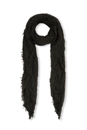 Trevor, dark green checked vichy scarf in cashmere and silk