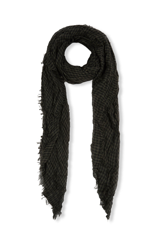 Trevor, dark green checked vichy scarf in cashmere and silk