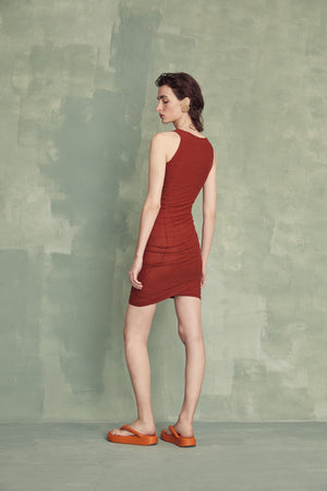 Tula, red silk tulle dress