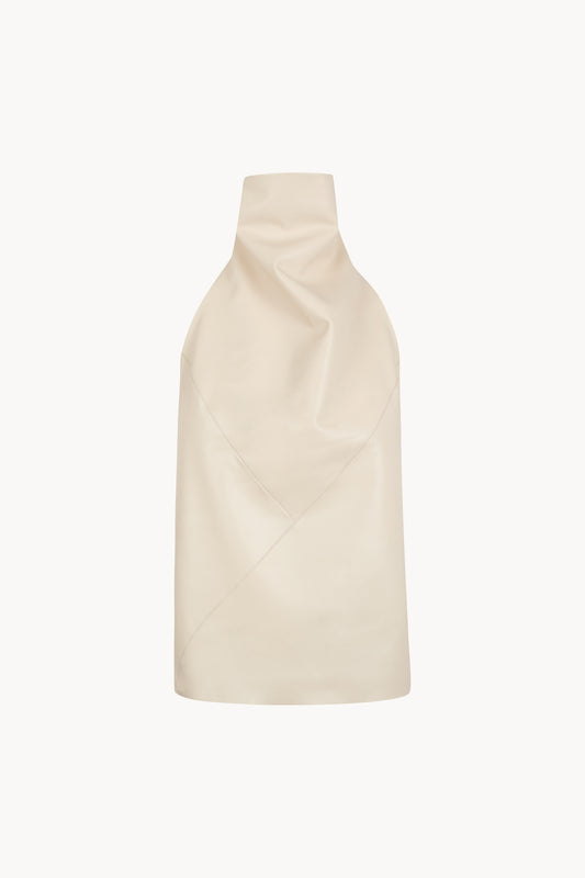 Tulip, top halter de piel arena