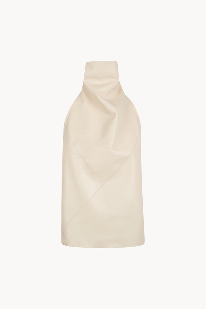 Tulip, sand leather halter top