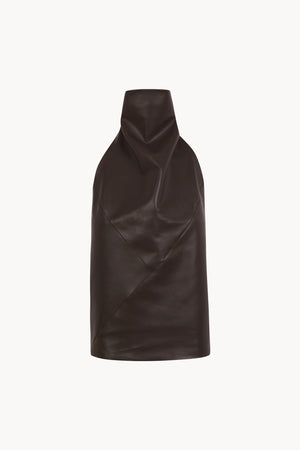 Tulip, top halter de piel marron oscuro