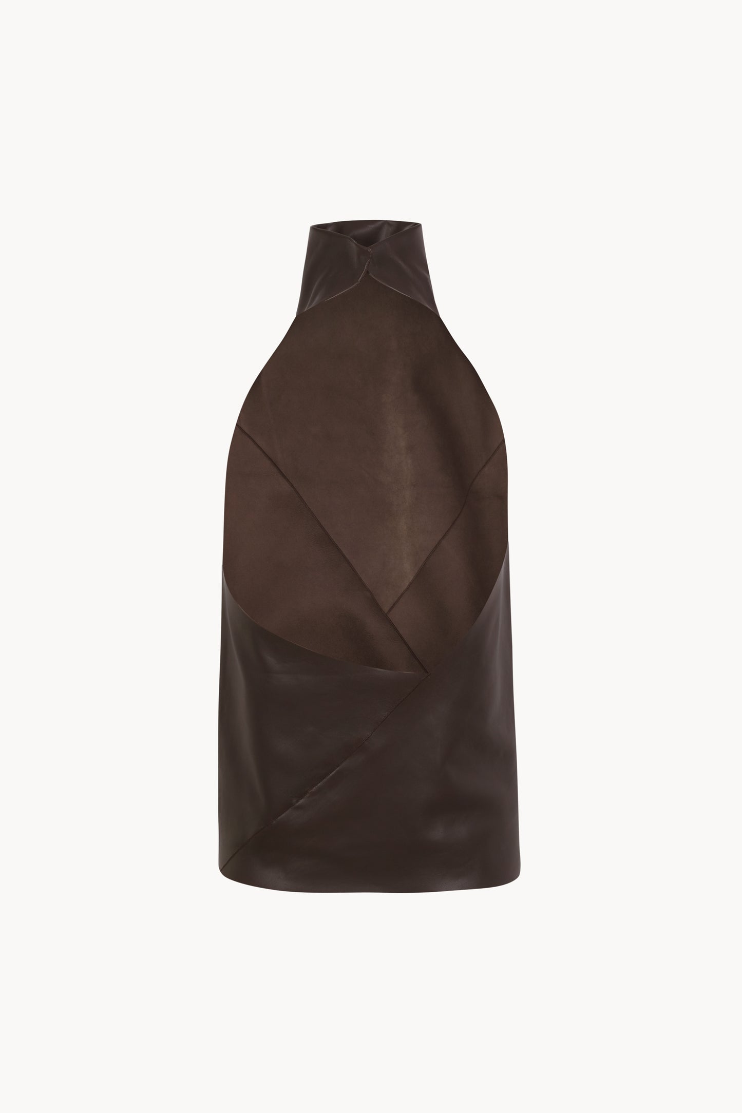 Tulip, top halter de piel marron oscuro