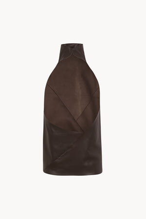 Tulip, top halter de piel marron oscuro