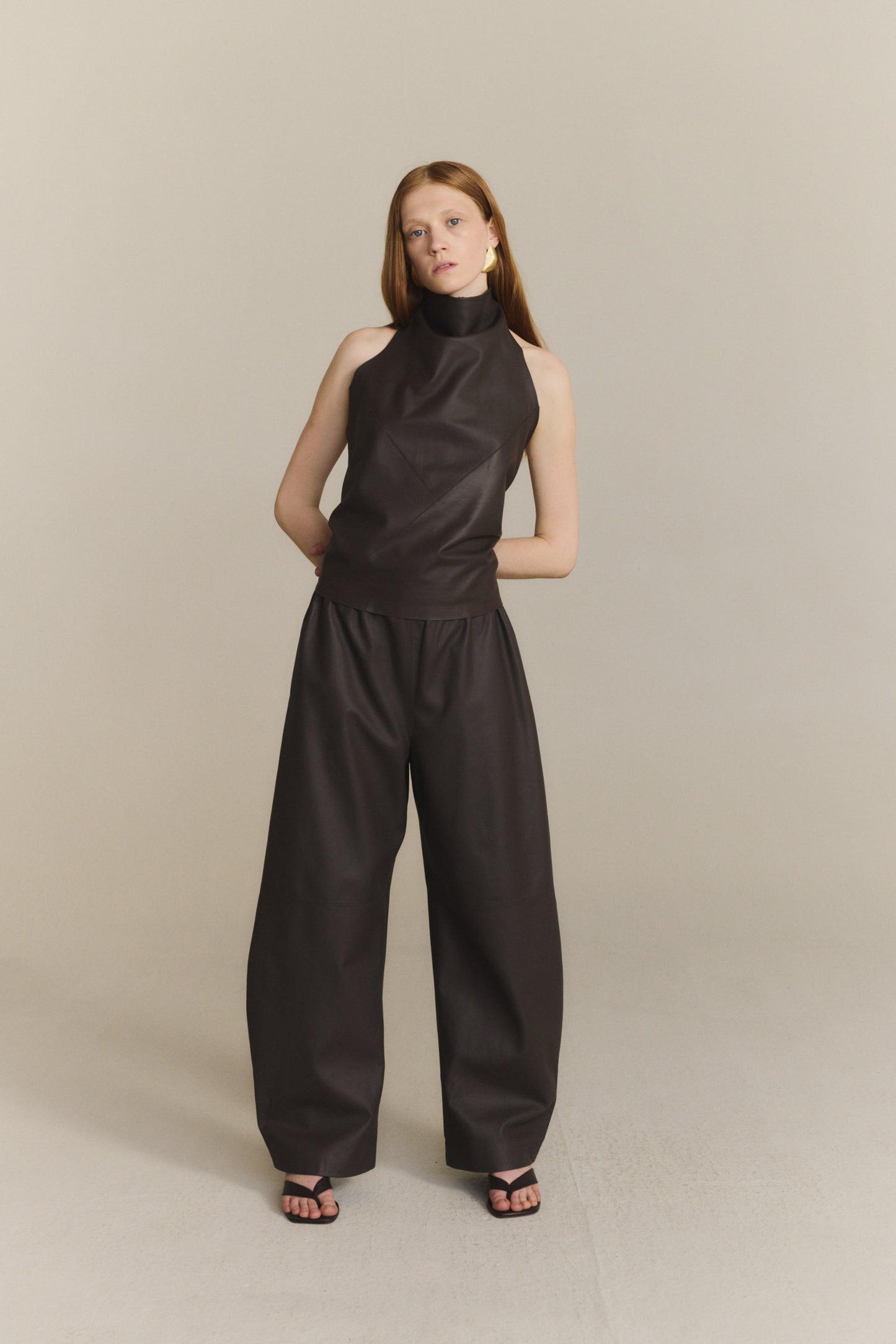 Rocco, pantalon de piel marron oscuro