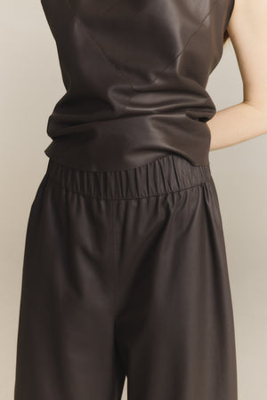 Rocco, pantalon de piel marron oscuro