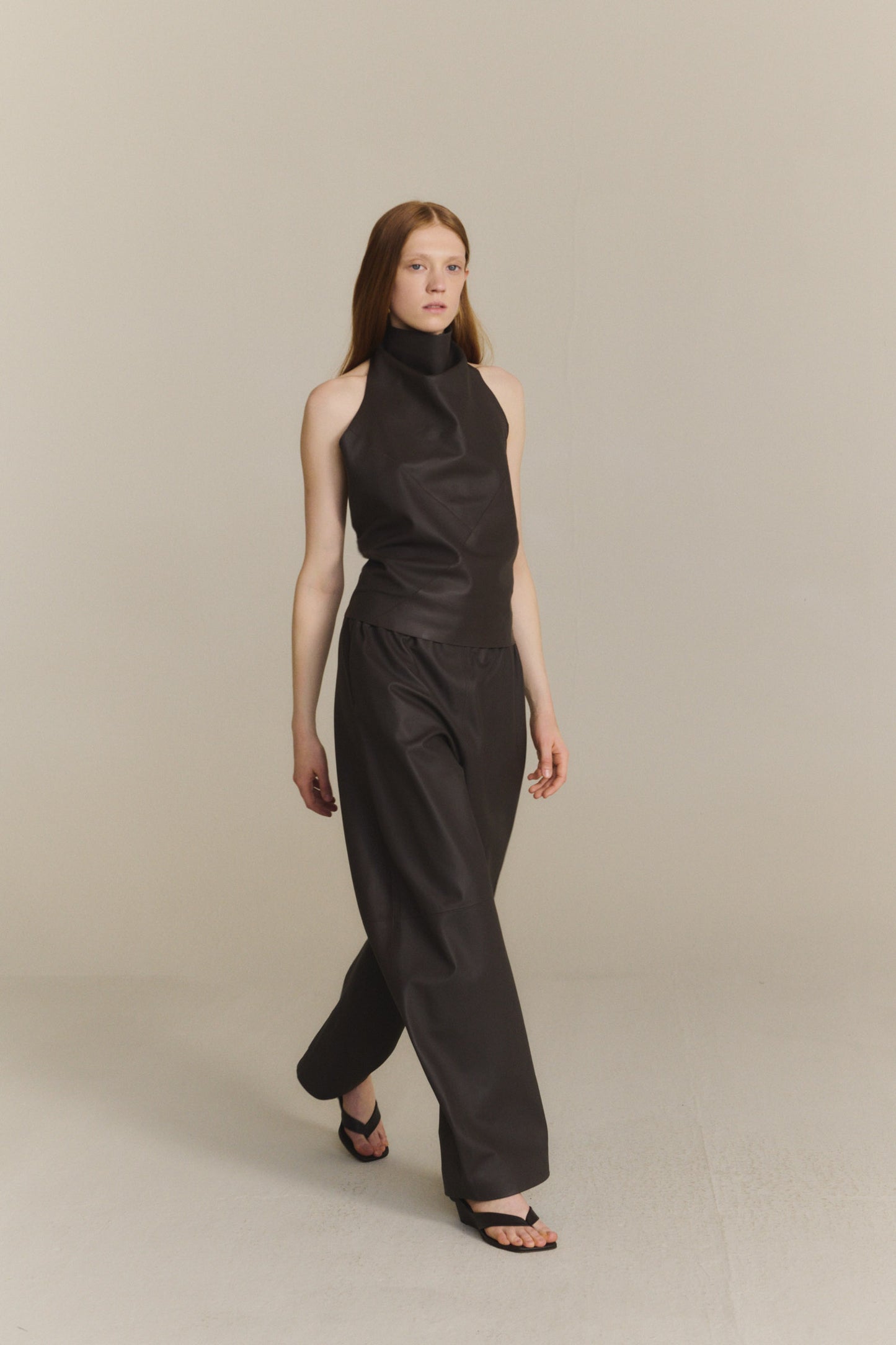 Rocco, pantalon de piel marron oscuro