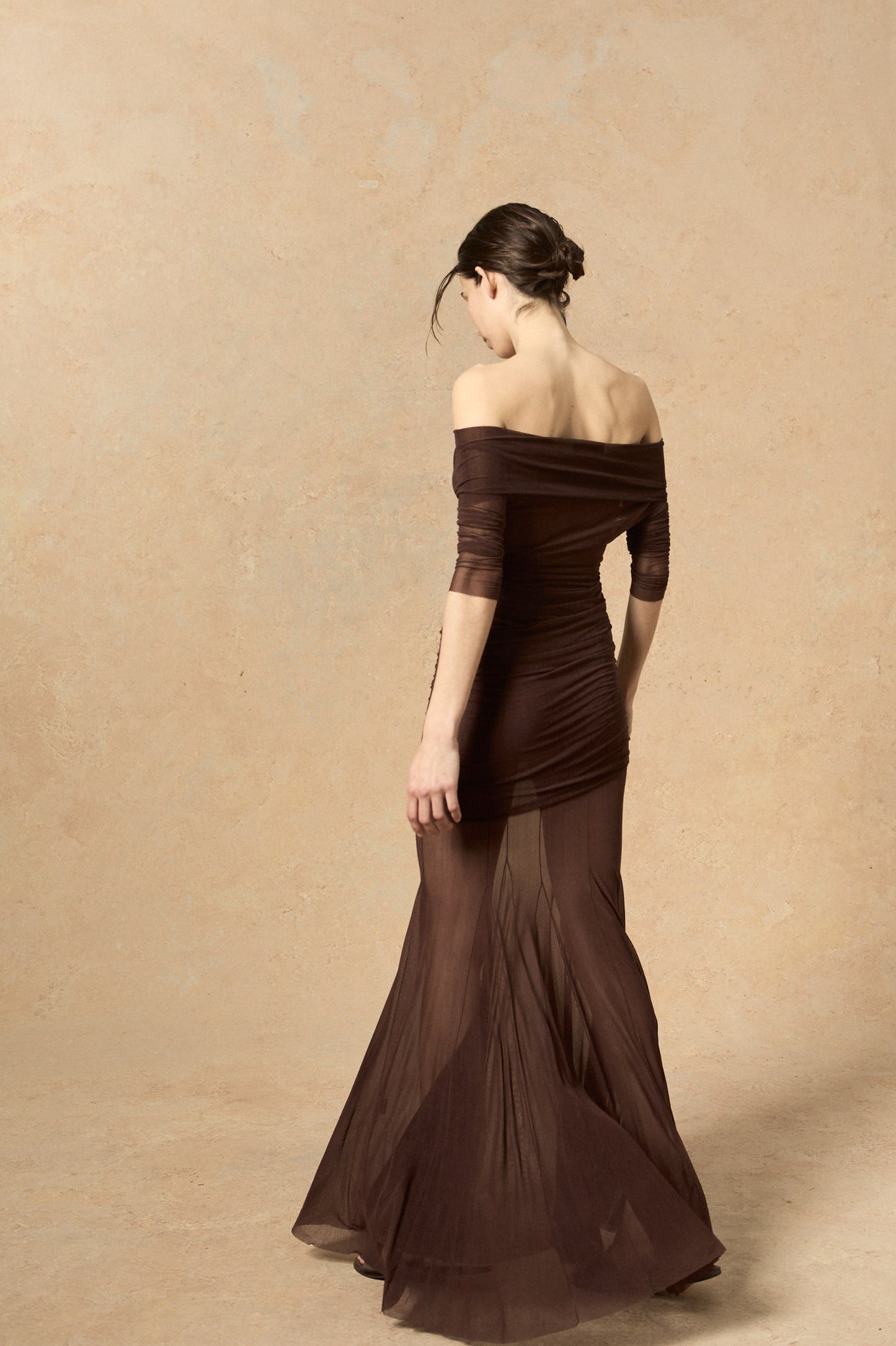 Tully, plum stretch silk dress