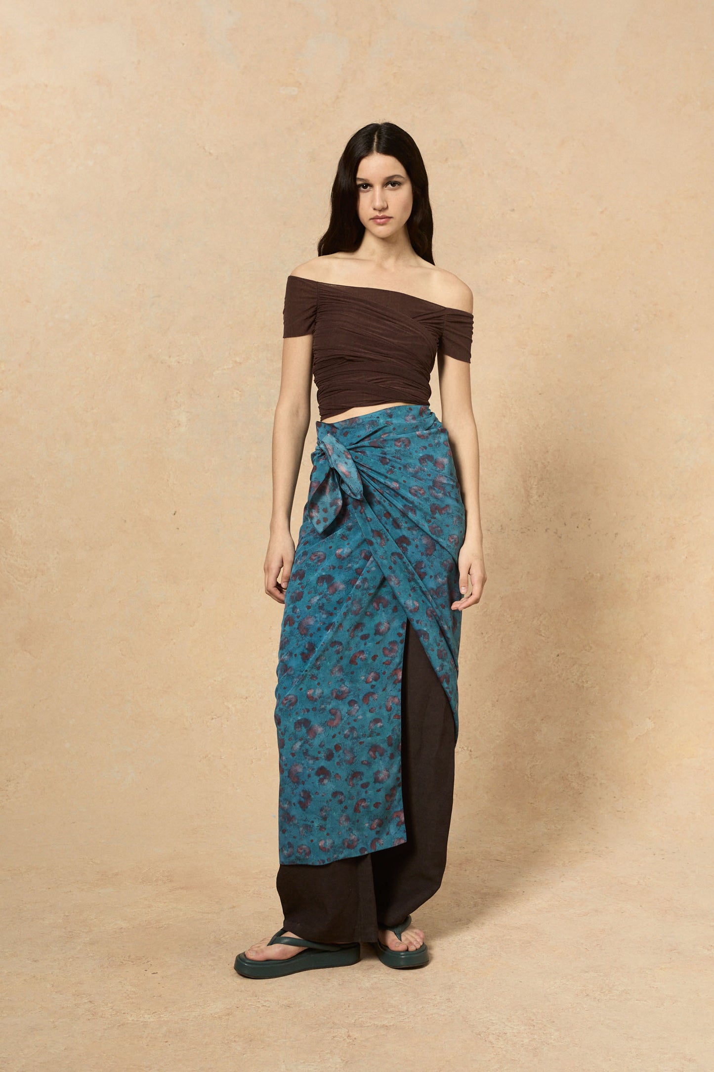 Camaron, isla print stretch silk skirt