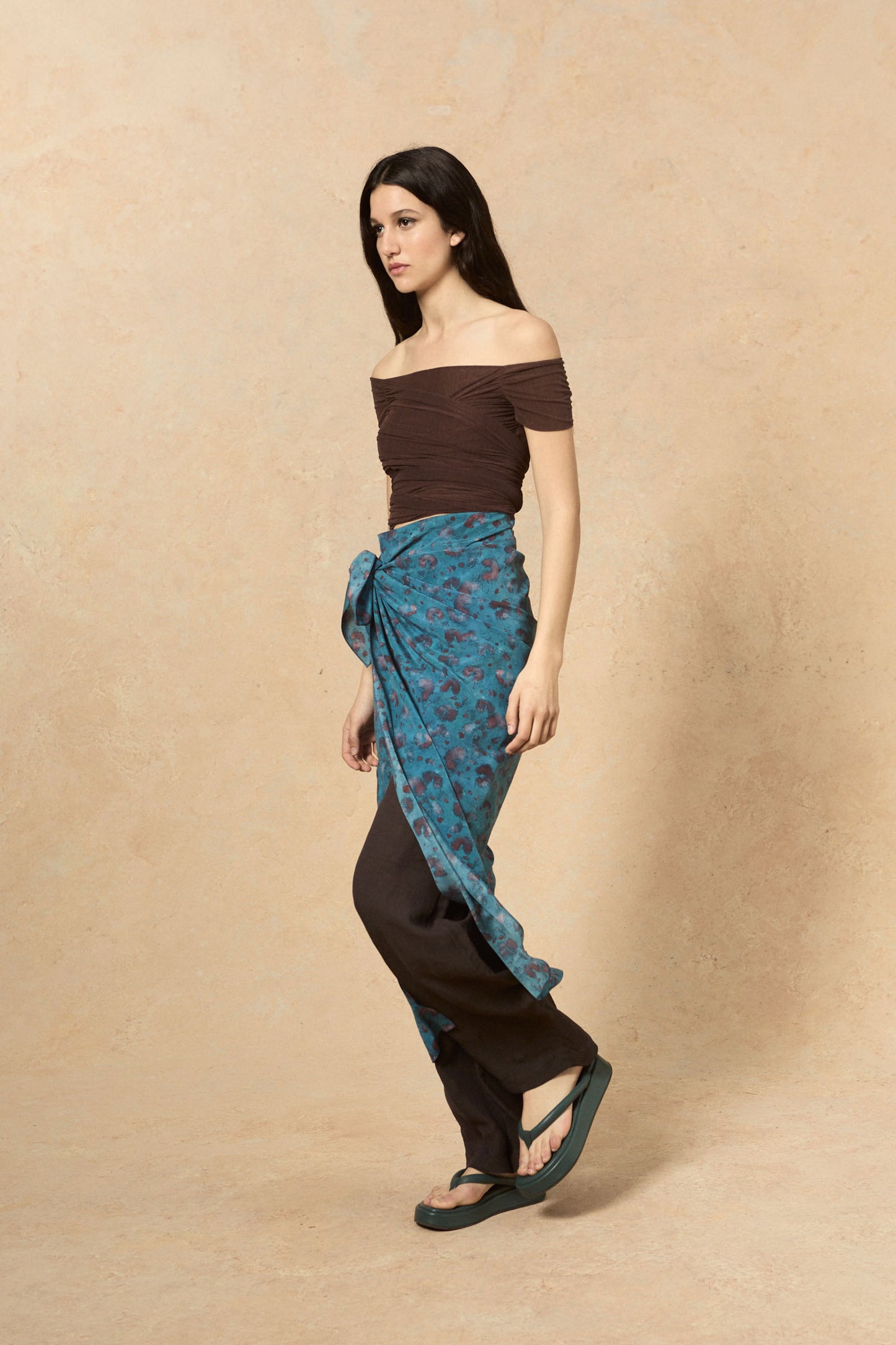 Camaron, isla print stretch silk skirt