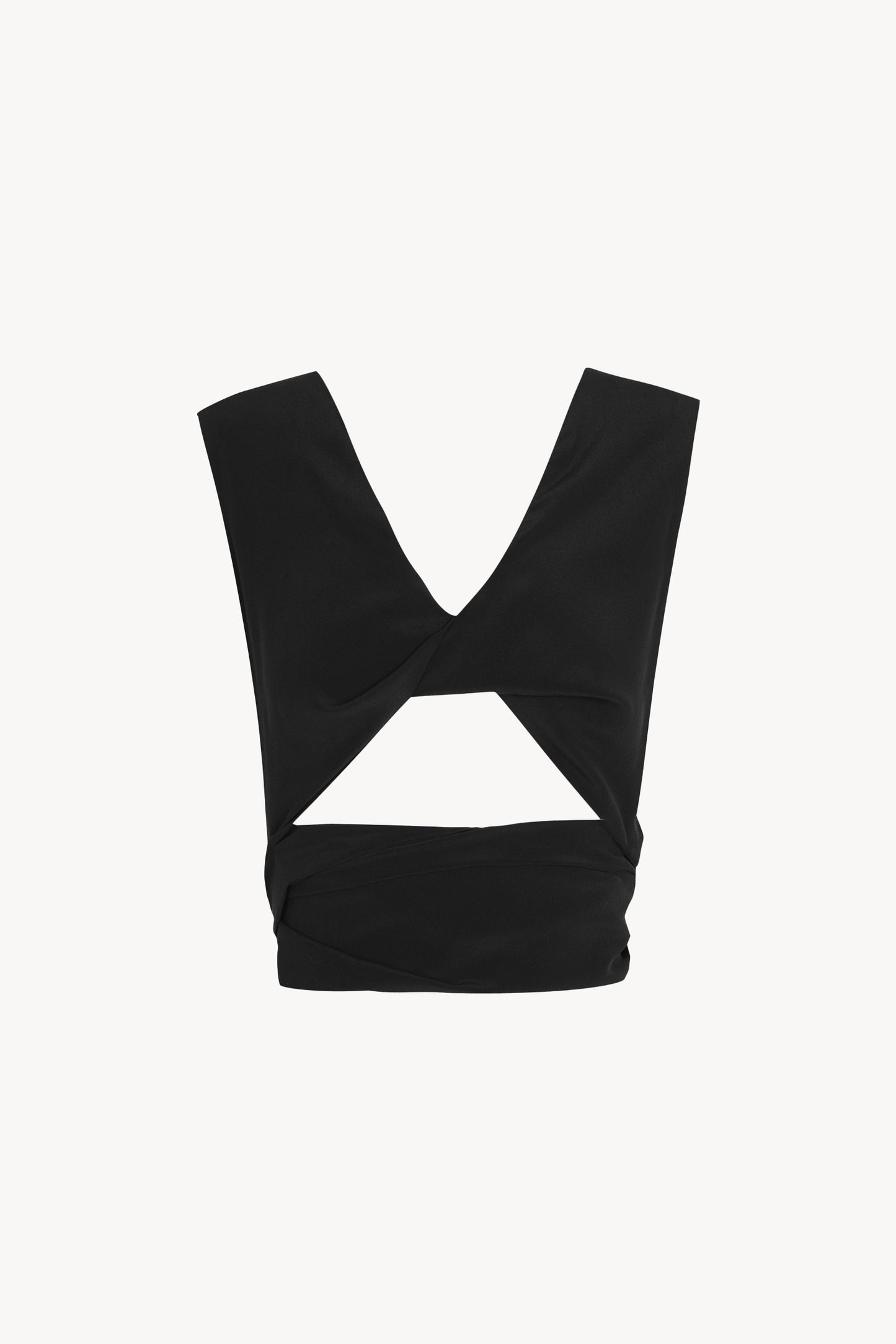 Tunez, crop top cruzado de seda negro