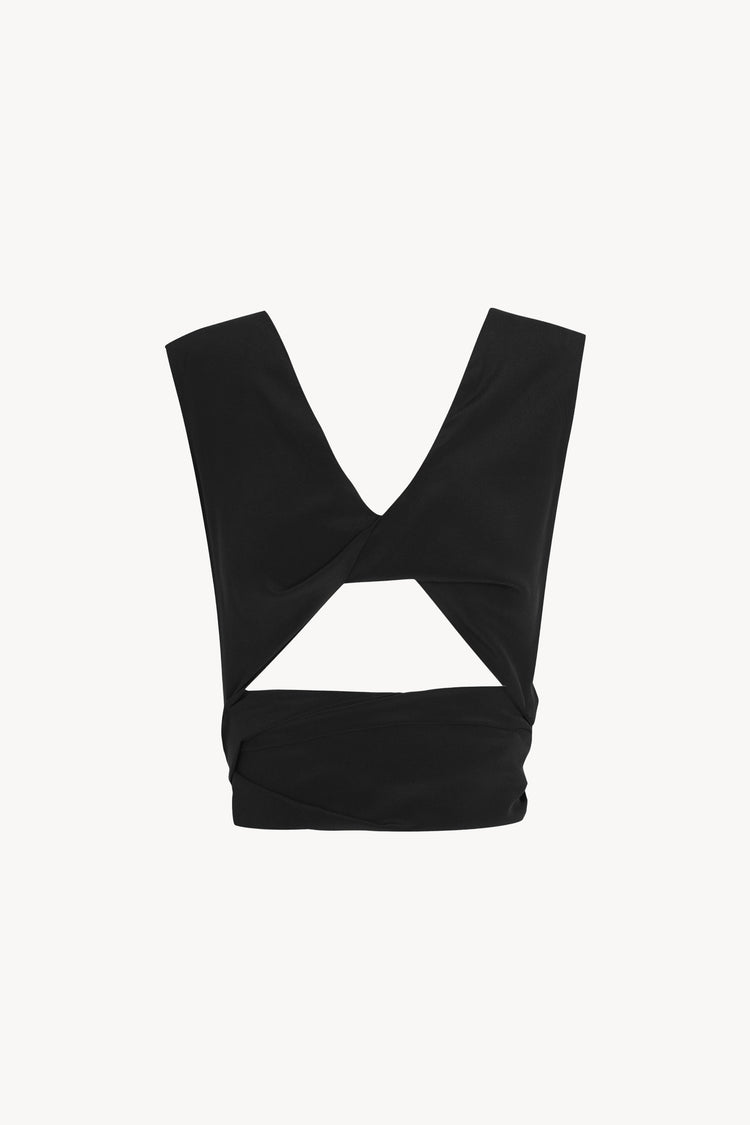 Tunez, black silk crossover crop top