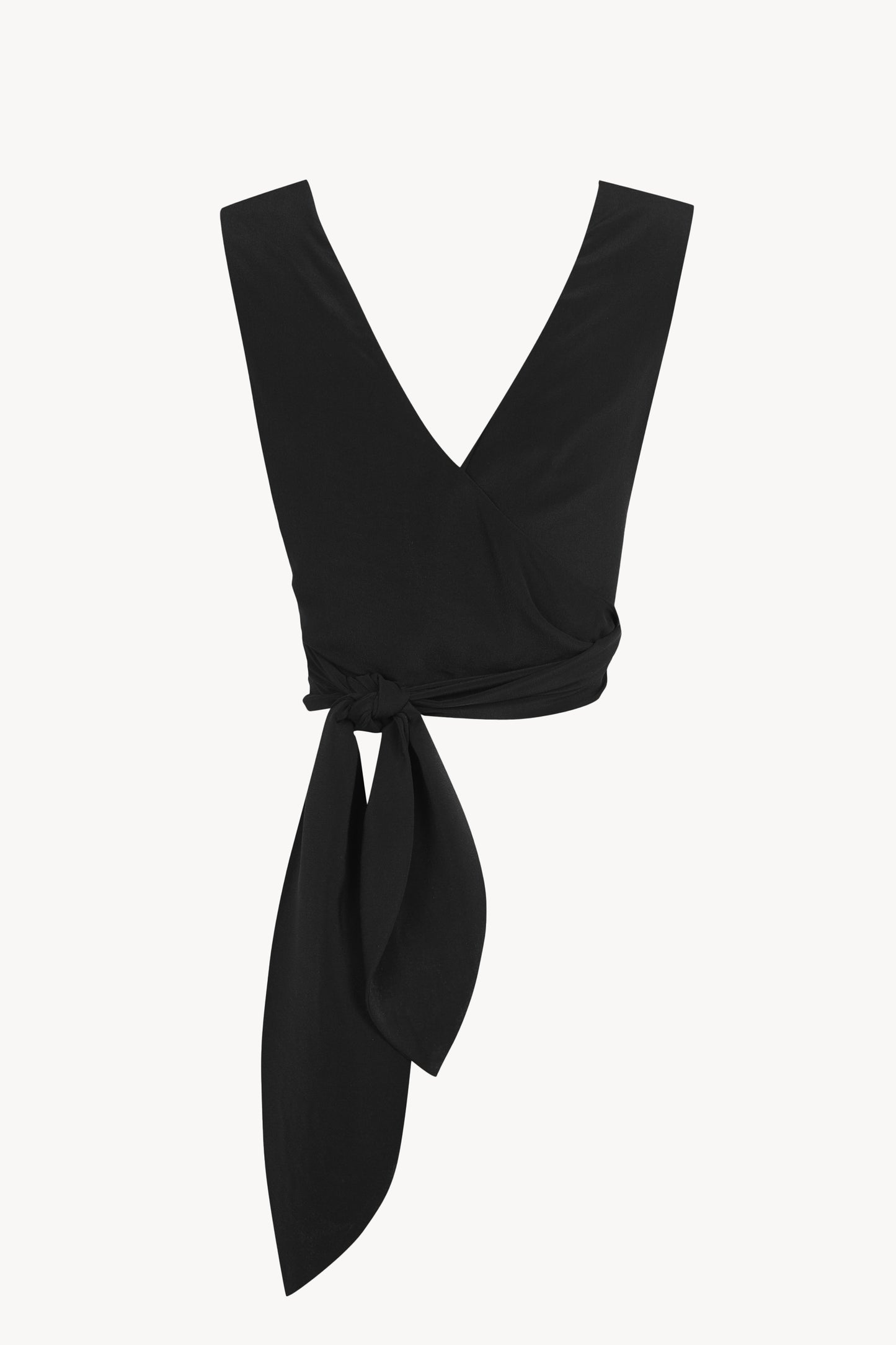 Tunez, crop top cruzado de seda negro
