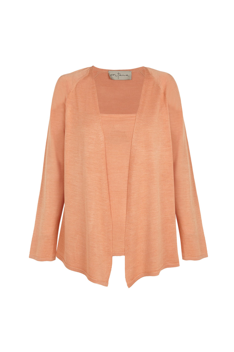 Tussa, tangerine silk knit cardigan