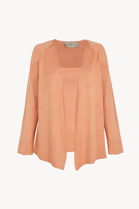Tussa, tangerine silk knit cardigan