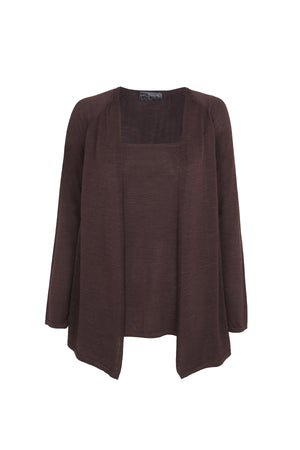 Tussa, aubergine silk knit cardigan