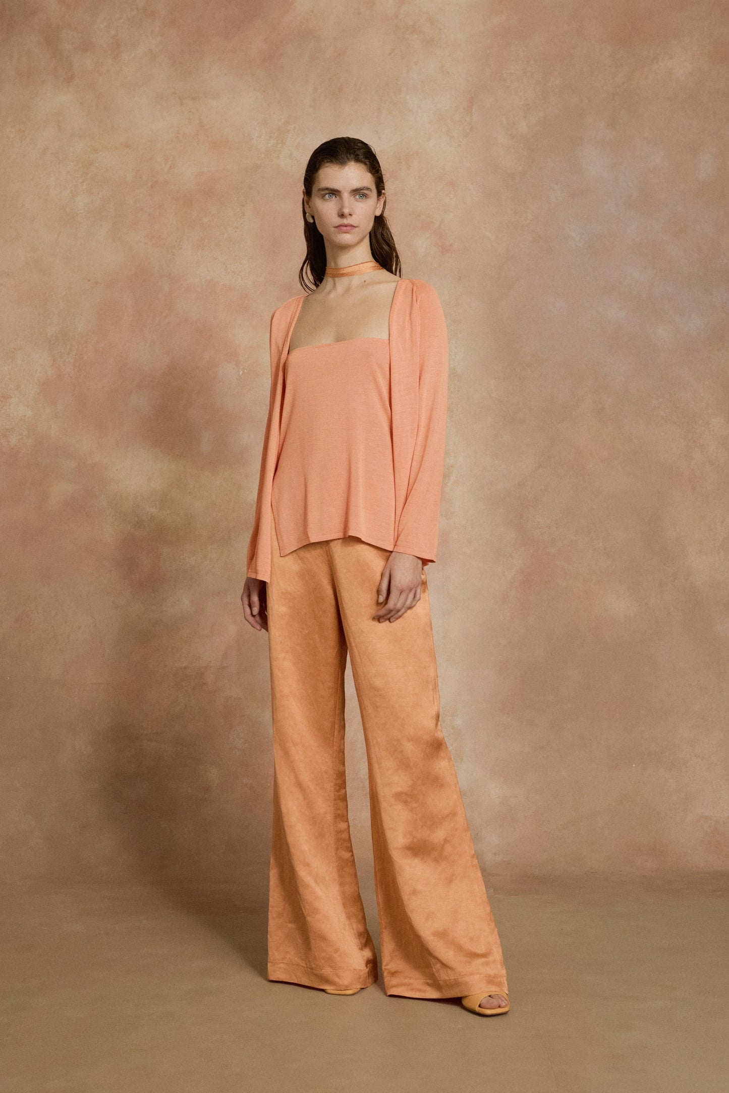 Paz, tangerine flare pants 