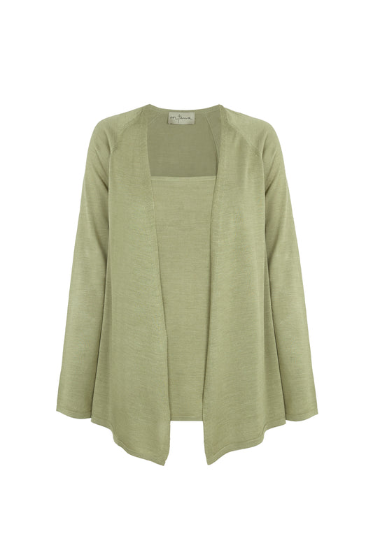 Tussa, green silk knit cardigan