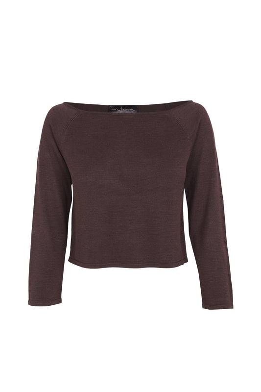 Tussa, eggplant silk knit top