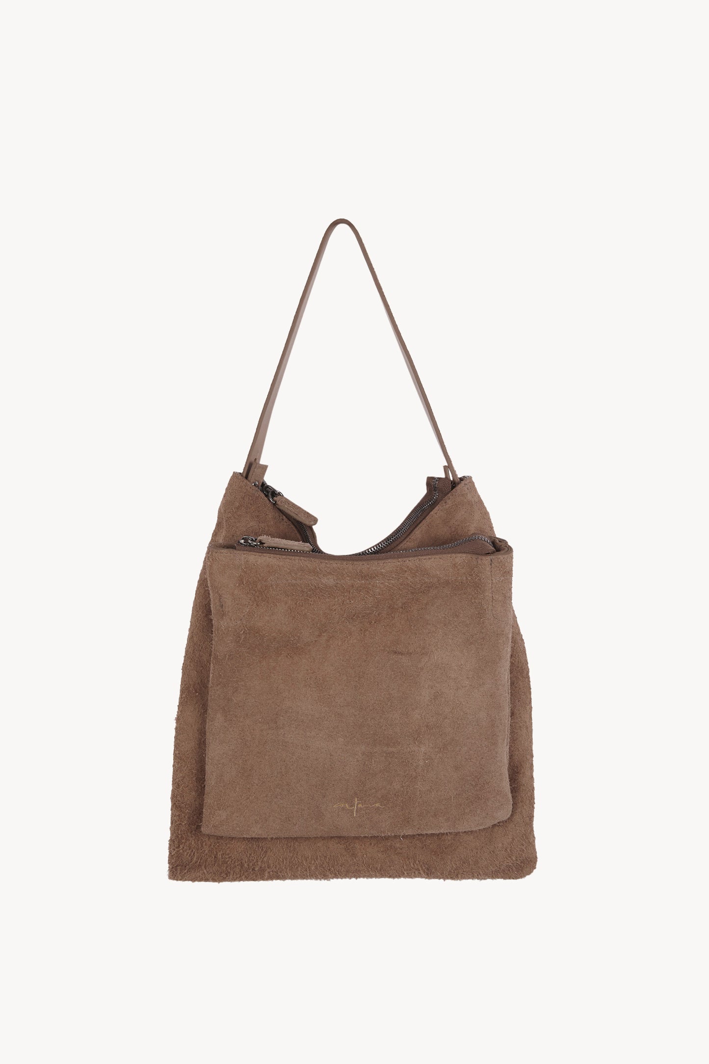 Twice, leather combo en ante cepillado marrón